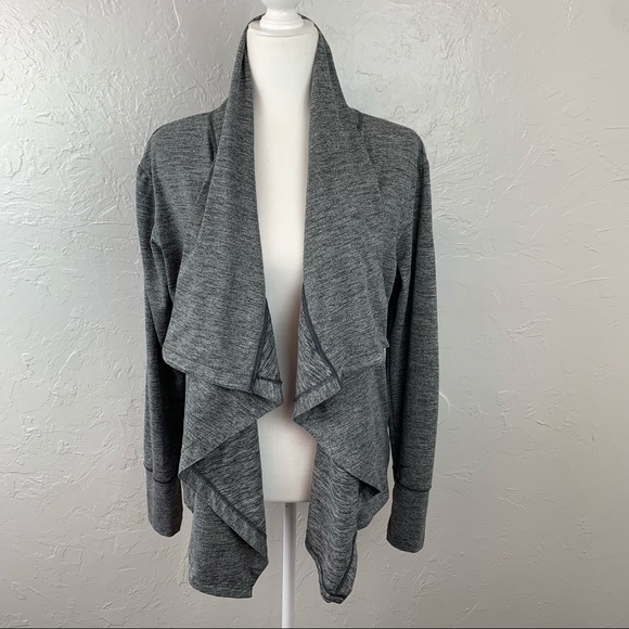 Nike Gray Dri-fit open front long sleeve cardigan Small Yoga Fall Athleisure - Picture 1 of 8